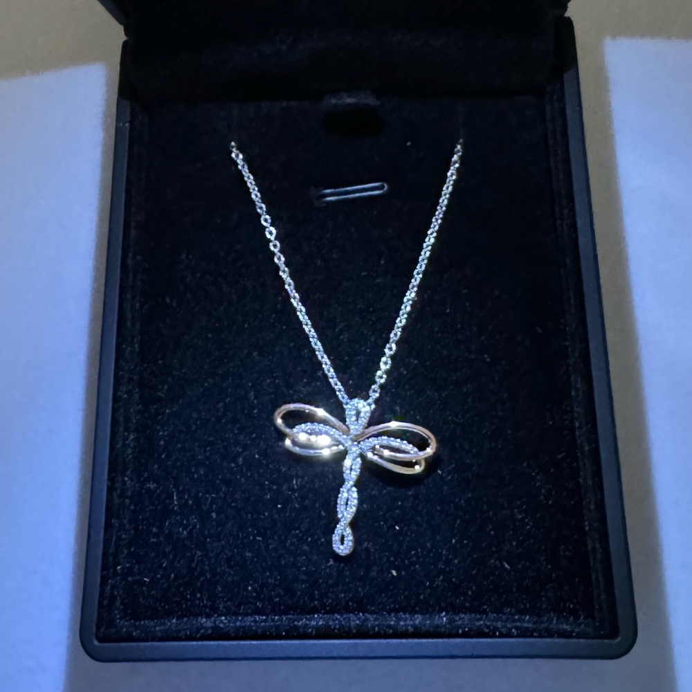 Hallmark Diamonds Dragonfly Necklace 1/10
ct tw ss